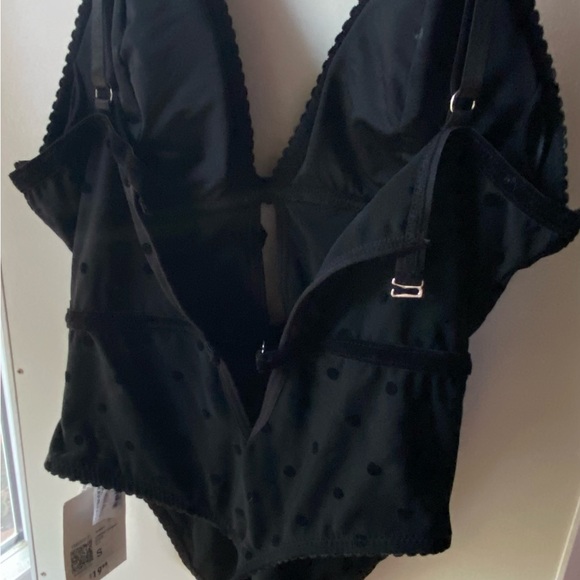 Black Forever 21 polkadot mesh bodysuit. Perfect for parties,clubbing etc. - Picture 3 of 5